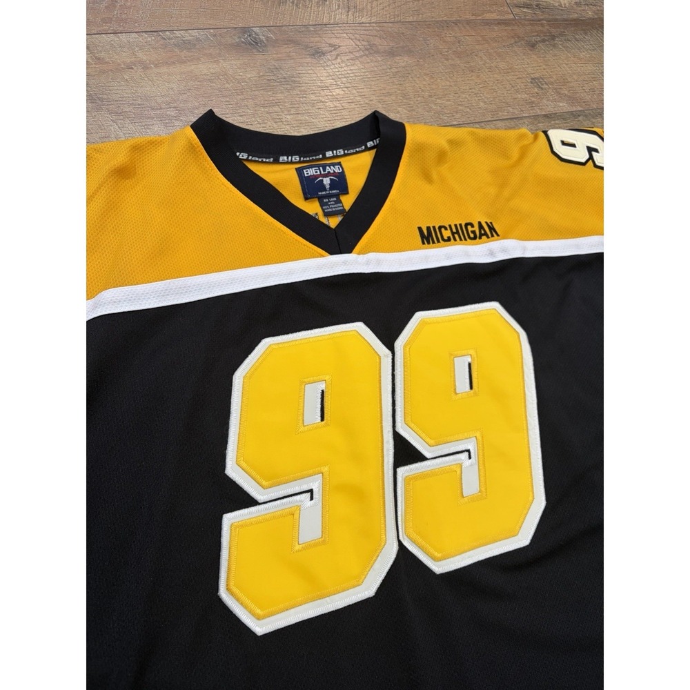 Vintage 90s Michigan Stitched Hockey‎ Jersey XXL Black Yellow Big Land - Picture 4 of 9